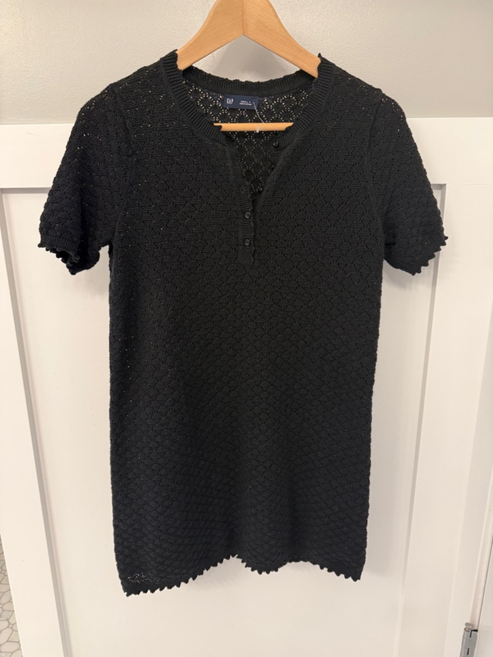 GAP Black Openwork Button-Front Swim Cover Mini Dress NWOT